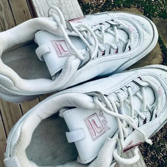 Women's white & metalic pink Fila Sneakers Size 9 - Picture 8 of 10
